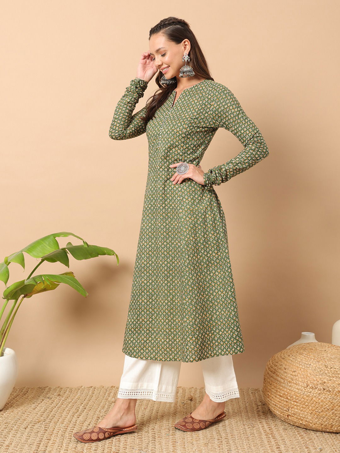 FAR0112 Size Set Long Sleeve Printed Cotton Kurti Wholesale Shop In Surat
